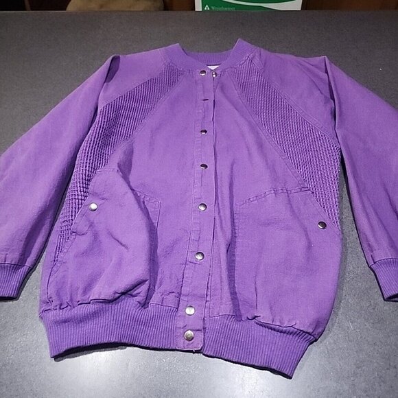 LA Seat Covers Womens Casual Regular Purple Lightweight Cotton Jacket Snaps - Picture 2 of 8